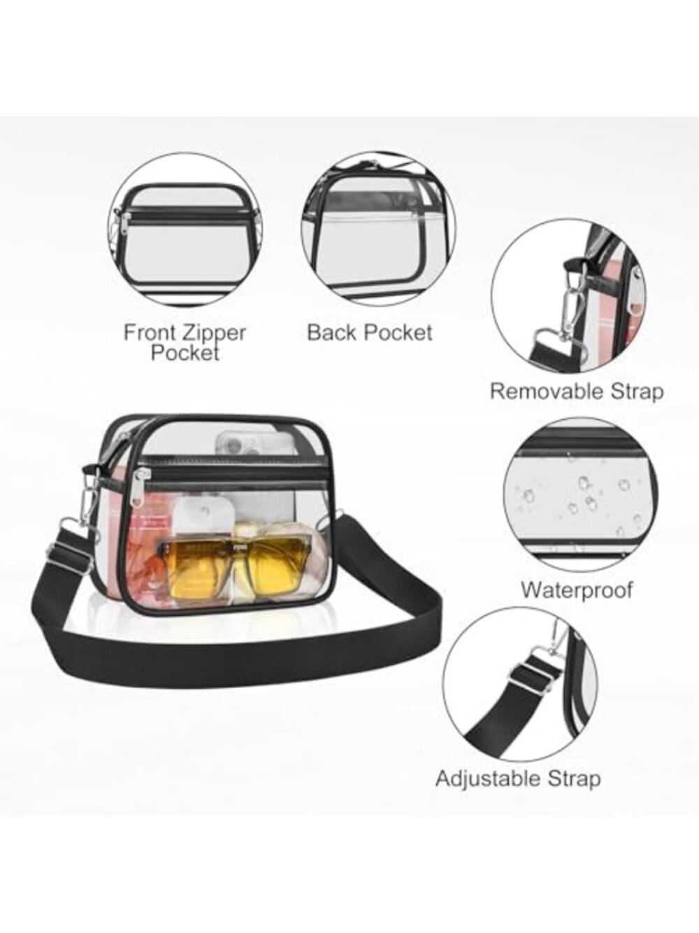 Clear Stadium Bag for Events | Transparent Sports Fan Handbag & Purse - Picture 3 of 6